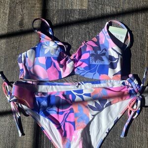 Altar’d State NWT Floral Bikini Set in Pink and Blue